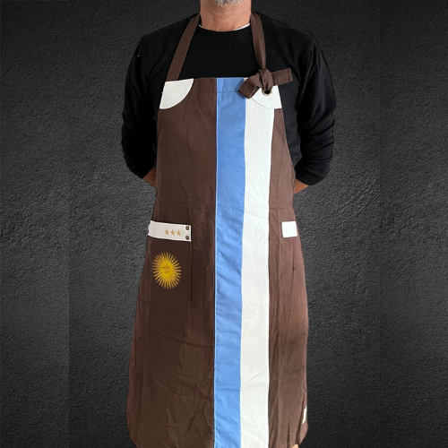Delantal Parrillero Argentina + Repasador (Marrón)