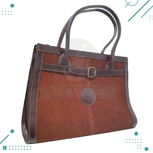 Cartera de mano cuero carpincho color marron