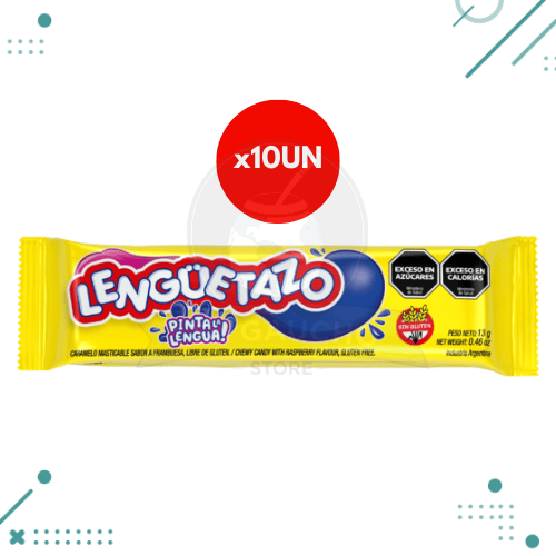 Caramelo Lenguetazo Masticable, Pinta Lengua Sabor Frambuesa (14gr.) (Pack x10 un.) 140gr