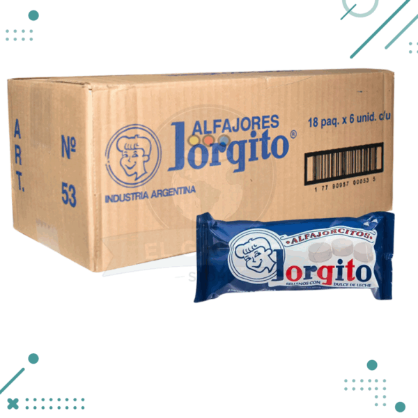 Alfajor alfajorcitos Jorgito Azucarado, Cubierto con Baño Azucarado (6 unid) (Pack 18u) (2790kg)
