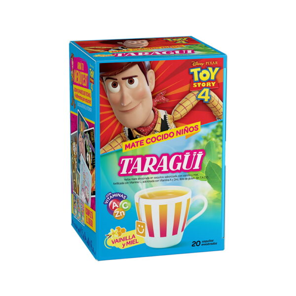 MATE COCIDO NIÑOS CON VITAMINA A + C + ZINC TARAGÜI (20 UN) Sabor Vainilla y Miel