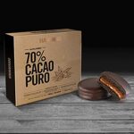 Alfajor Havanna 70% Cacao, relleno con mucho Dulce de Leche, cubiertos con Doble capa de Chocolate 70% Cacao Puro (Caja de 9u.) (585gr.)