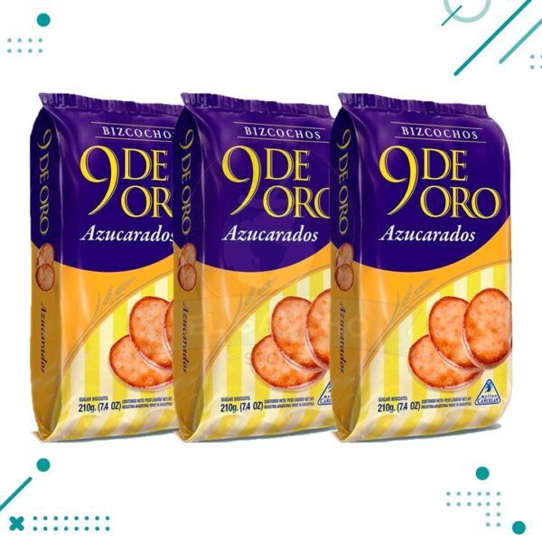 Bizcochos 9 de Oro, AZUCARADOS (200gr.) (Por 3u.) (600gr)
