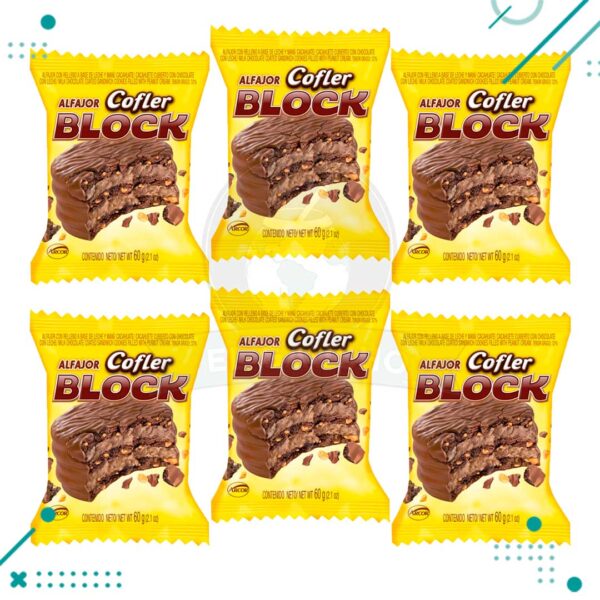 Alfajor Cofler Block con Baño de Chocolate (60gr) (Pack de 6u) (360gr)