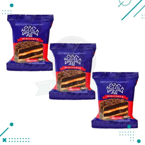 Alfajor Aguila Minitorta Brownie, relleno de Dulce de Leche, cubierto con Chocolate (72gr.) (Pack de 3u.) (216gr.)