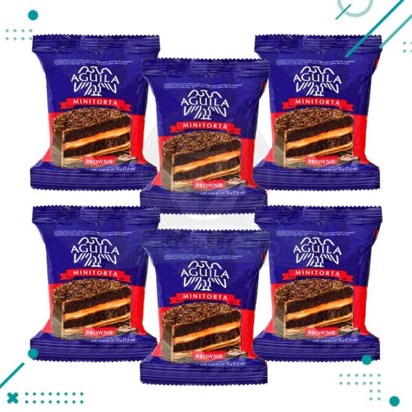 Alfajor Aguila Minitorta Brownie, relleno de Dulce de Leche, cubierto con Chocolate(72gr.) (Pack de 6u.) (432gr.)