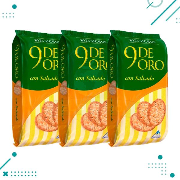 Bizcochos 9 de Oro CON SALVADO (200gr.) (Por 3u.) (600gr)