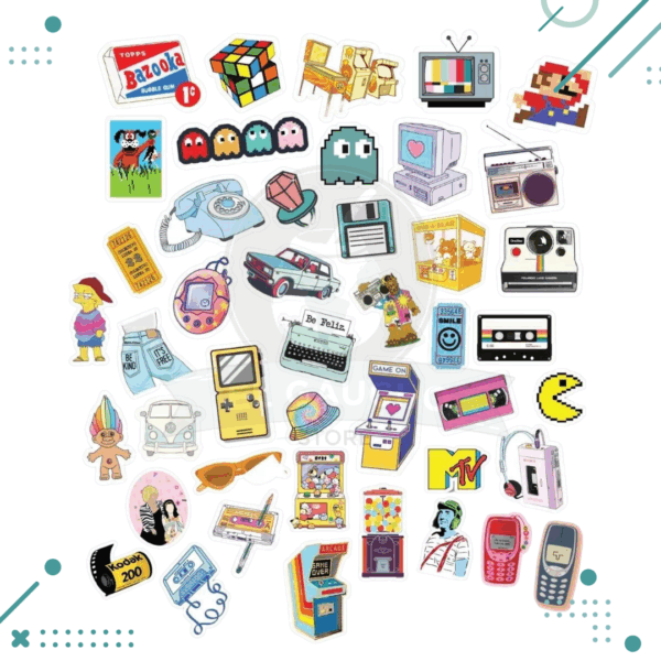 Stickers Retro Vintage '80 '90 Pack x44