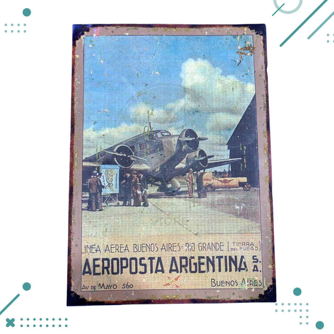 Diseno-sin-titulo-2023-08-07T190034.071.png Cartel Chapa Aeroposta Argentina 20x28 cm - Imagen 1