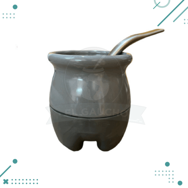 Mate Quechua + Bombilla de Acero Inoxidable, Color Gris