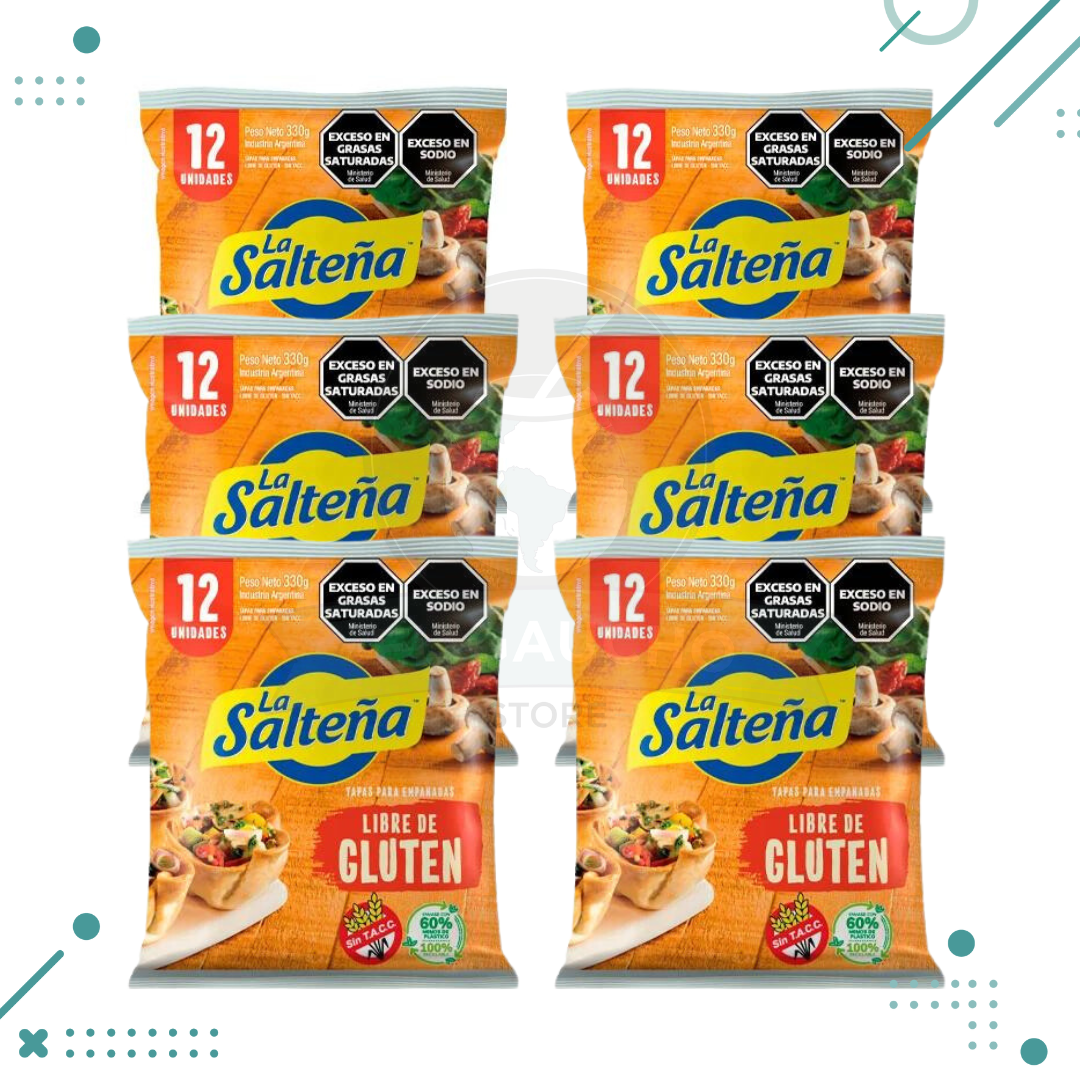 Diseno-sin-titulo-2023-09-29T111852.398.png Tapas Empanadas La Saltena Libre de Gluten, 6 Paquetes (72 Tapas) (2Kg) - Imagen 1