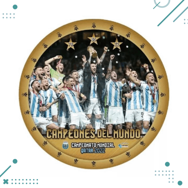 Platos Carton CAMPEONES DEL MUNDO Argentina x8un