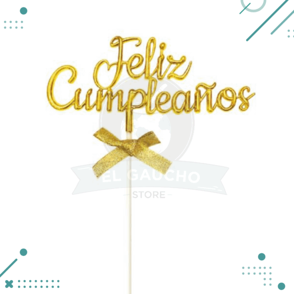 Cake Topper Feliz cumpleaños color DORADO x 1un
