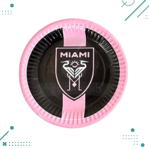 Platos Descartables de Carton Cumpleaños Inter Miami x8un