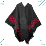 Poncho Argentino Con Hilo, Guarda Pampa, Color Negro Y Rojo