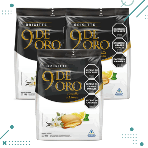 9 De Oro Rellenas Vainilla, Rellena Limon 160gr (Pack x3u)(480gr)