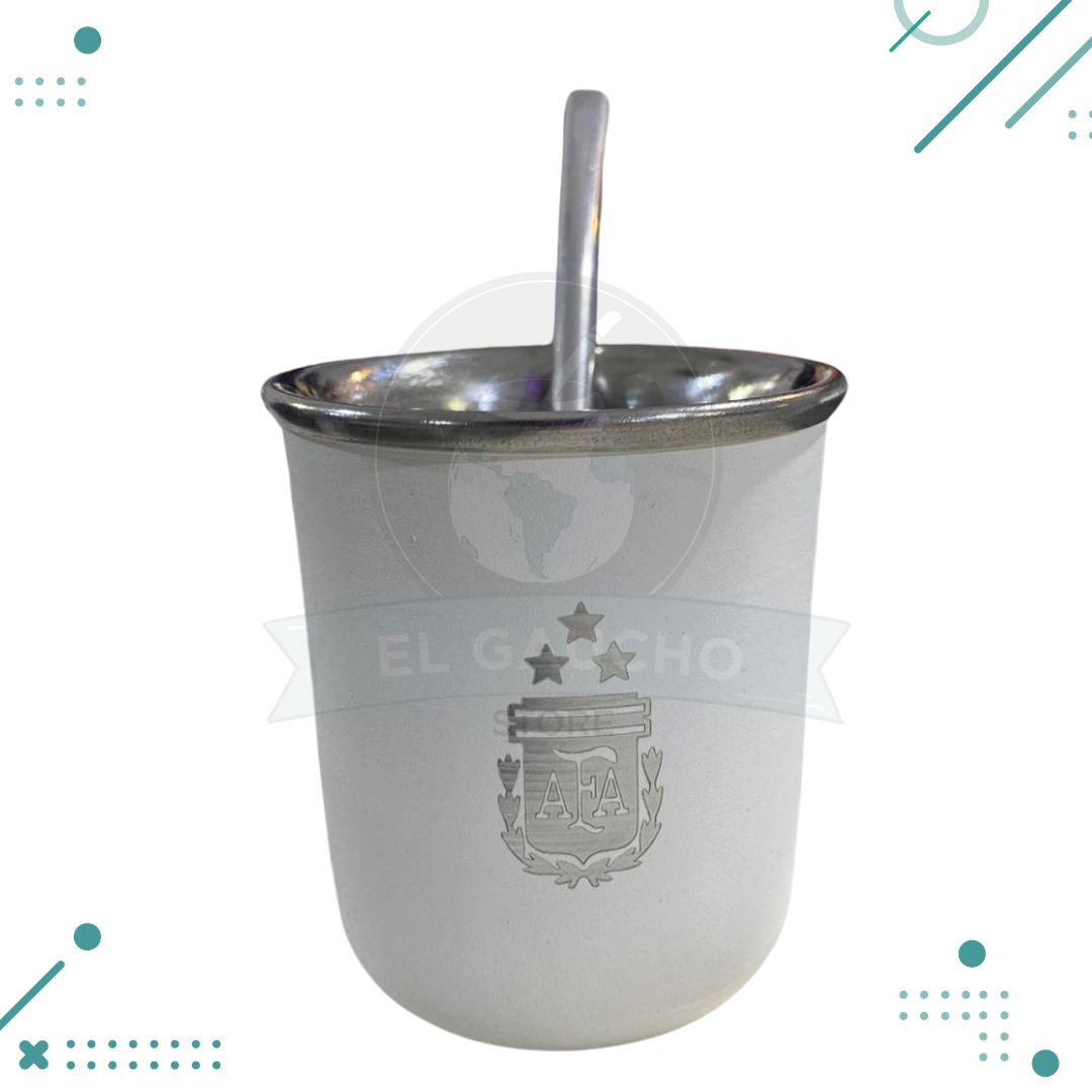 Diseno-sin-titulo-2024-04-18T084531.577.png Mate AFA Acero inoxidable 3 estrellas + Bombilla de regalo (BLANCO) - Imagen 1