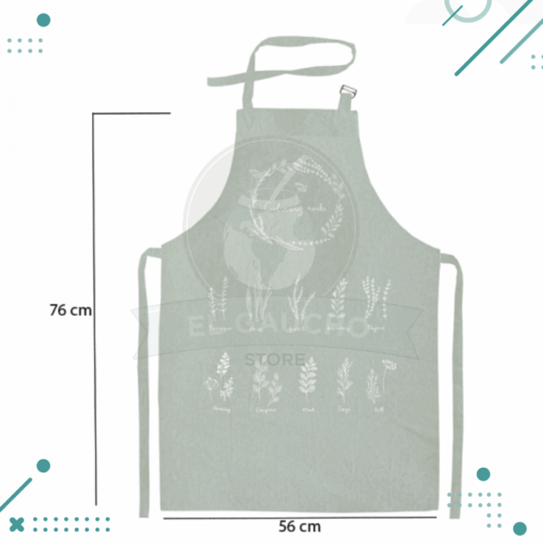 Delantal Tusor Estampado Hierbas VERDE - 76x56cm