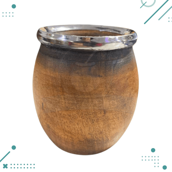 Mate barrilito madera boca aluminio plateado