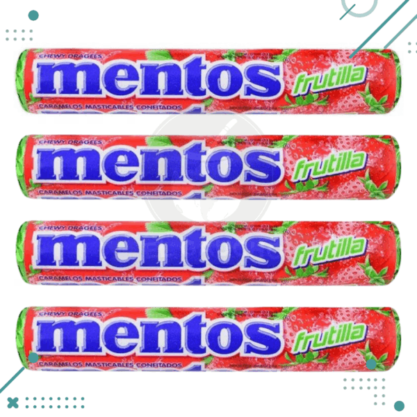 Caramelos Mentos frutilla 29gr x4un (116g)