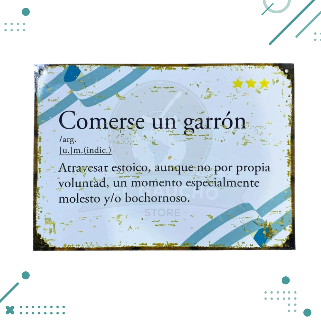 Diseno-sin-titulo-2024-07-24T152429.986.png Cartel Chapa "Comerse un Garrón" Significado (20x28cm) - Imagen 1
