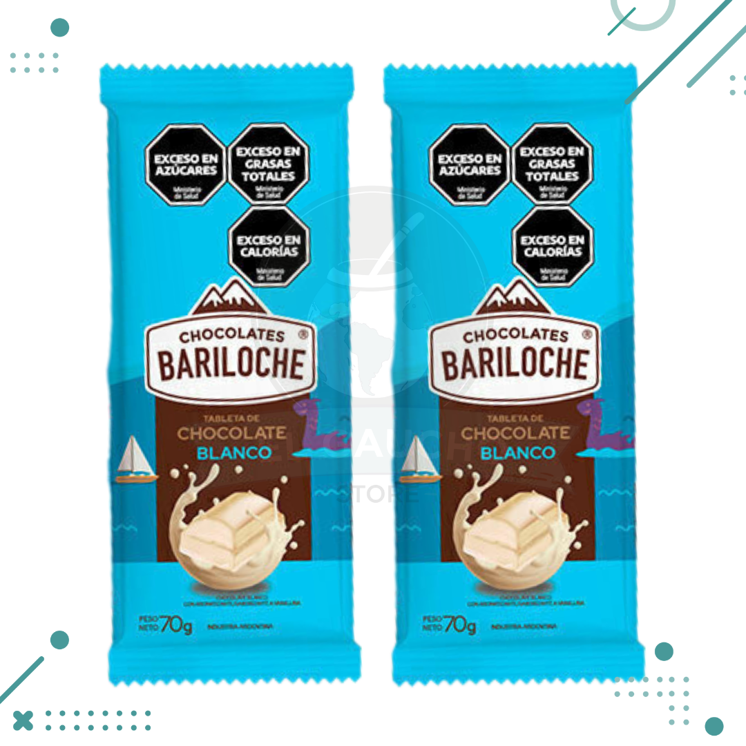 Diseno-sin-titulo-2024-08-07T151524.759.png Tableta de chocolate "Chocolates Bariloche" chocolate blanco 70gr (pack x 2un.) 140gr - Imagen 1