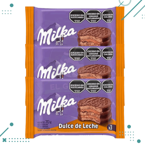 Alfajor Milka Triple Dulce de Leche, con Baño de Chocolate (70gr)(Pack de 3u)(210gr)