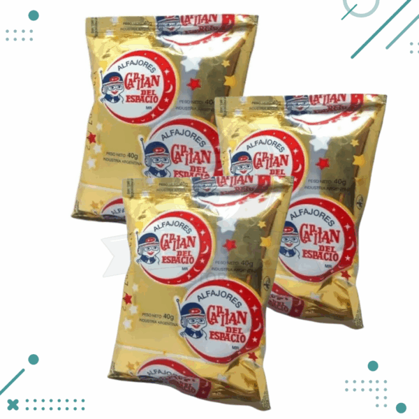 Alfajor Capitan del Espacio NEGRO, relleno de Dulce de Leche (40gr)(Pack de 3un)(120gr.)