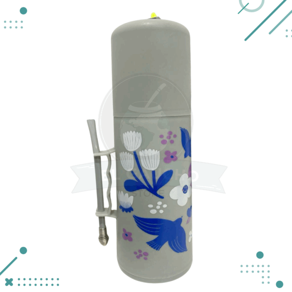 Mate Autocebante con Diseño Flores GRIS 900ml