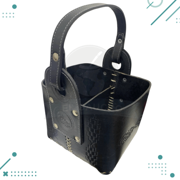 Matera Canasta Premium Uruguaya 100% Cuero Primera Calidad NEGRO CON DISEÑO