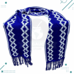 Bufanda De Hilo - Guarda Pampa Reversible, Color Azul Francia MODELO 2(aprox 1.5mts)