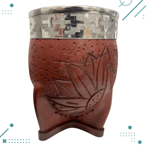 Mate Imperial Marron Repujado Virola De Alpaca + BOMBILLA de regalo
