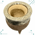 Mate Calabaza Imperial de Cuero Crudo, Cincelado, Virola y Fleje de Alpaca - Imagen 3