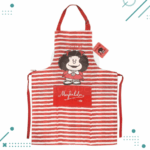 Delantal Mafalda Gabardina, Rayas Rojas (85x58cm)