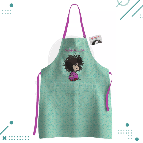 Diseno-sin-titulo-2025-02-27T120334.122.png Delantal Mafalda Gabardina, Color Turquesa (85x58cm) - Imagen 1