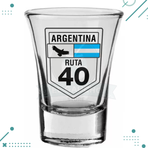 Vaso Tequilero Vidrio (Licor, Shot, Chupitos) - Ruta 40 (7x5cm)