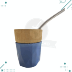 Mate Madera y Silicona + Bombilla Azul