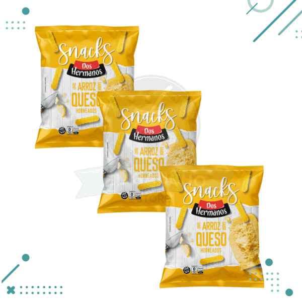 Snaks de arroz Dos Hermanos Sabor QUESO (80gr) (pack x3un) (240gr)