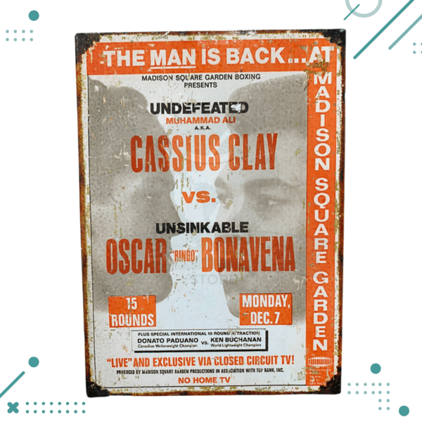 Cartel De Chapa Oscar Ringo Bonavena vs Muhammad Ali 1970 (Mod 2) 20X28CM