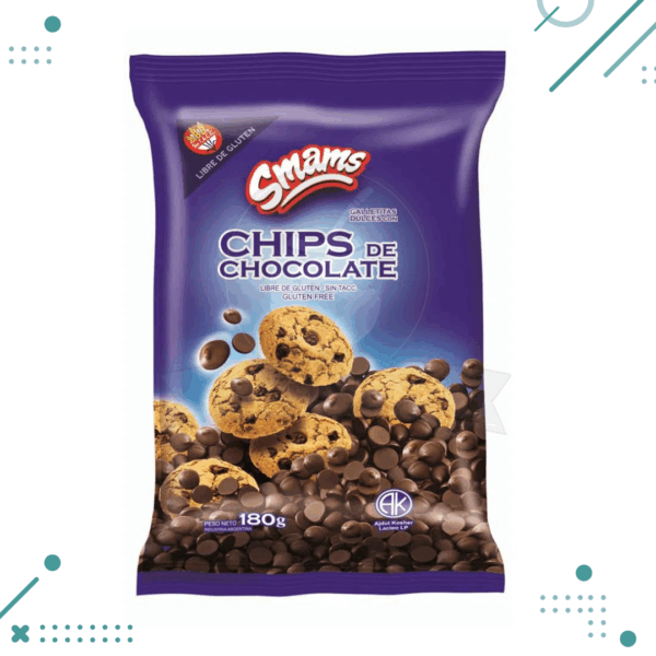 Galletitas Smams Chips de Chocolate. Sin azucar. Libres de gluten (180gr)