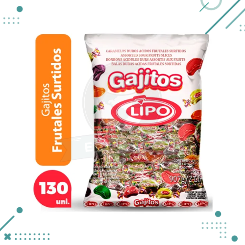 Caramelos duros acidos frutales LIPO gajitos (907gr)