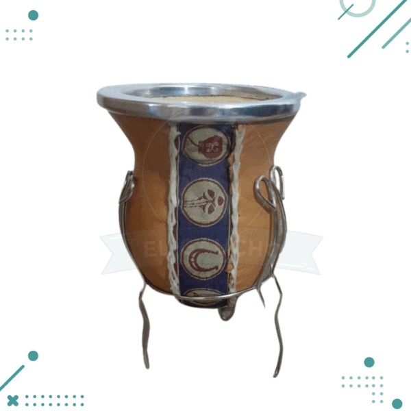 MATE CALABAZA CON PIE FORRADO Con GUARDA, COLOR MARRON CLARO