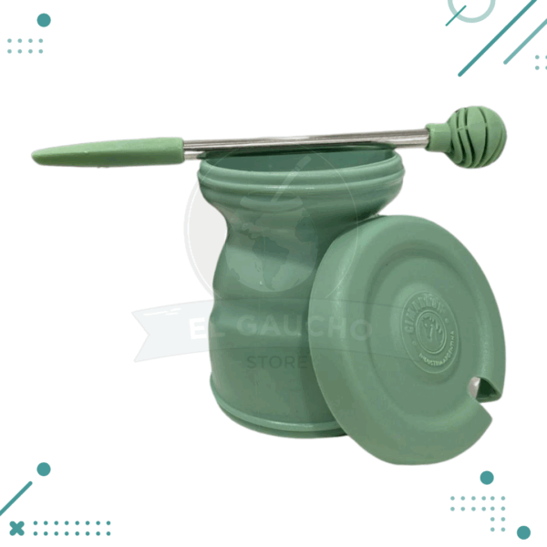 Mate Click, Termico Con Tapa Y Bombilla VERDE OSCURO