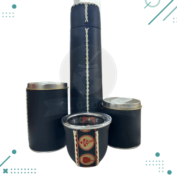 Set Matero 4 (Cuatro) piezas (termo+azucarera+yerbera+mate) color Azul