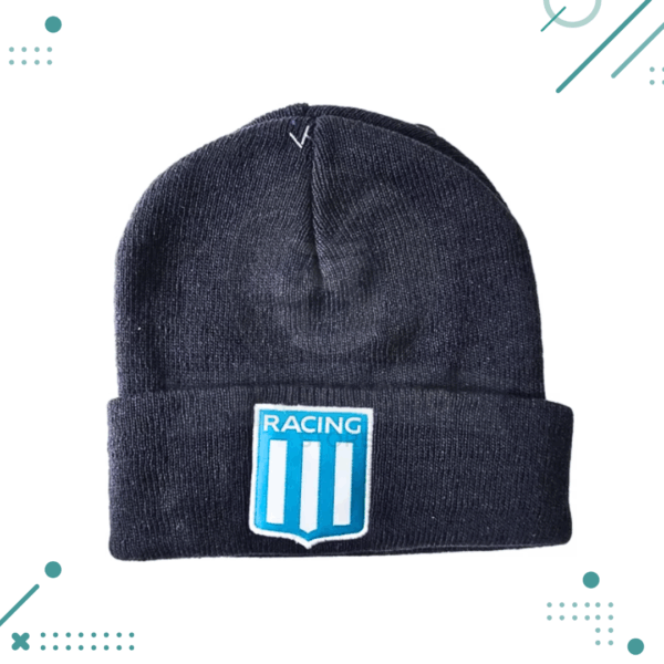 Gorro Lana Bordado Escudo Racing (Azul Marino)