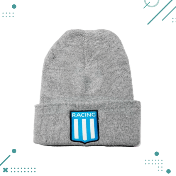 Gorro Lana Bordado Escudo Racing (Gris)
