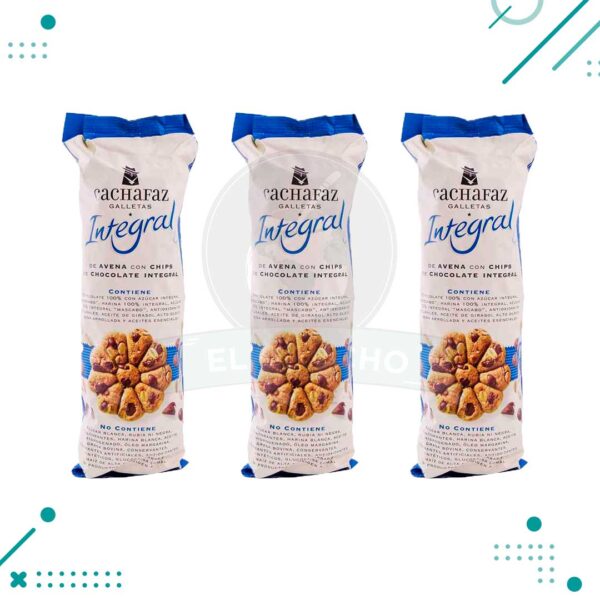 Galletitas Integral Cachafaz avena con chips de chocolate 220 g (pack 3u).(660g)