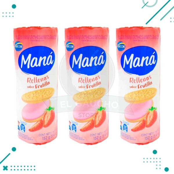 Galletitas Mana RELLENA Frutilla (152gr.) (Pack de 3u) (456gr)