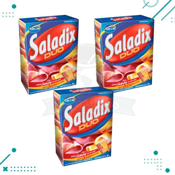 Galletitas Saladix sabor DUO Jamon y Queso 80gr (pack 3u)
