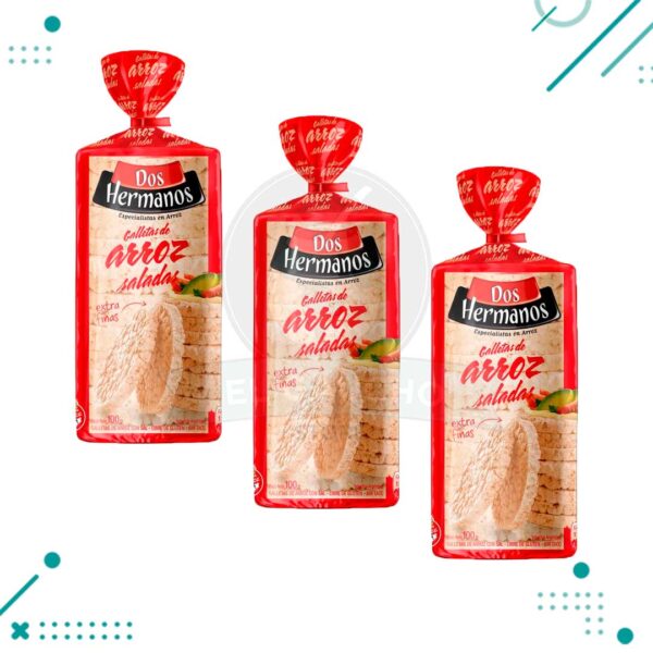 Galletitas de Arroz Dos Hermanos SALADAS 100g (Pack de 3u) (300gr)
